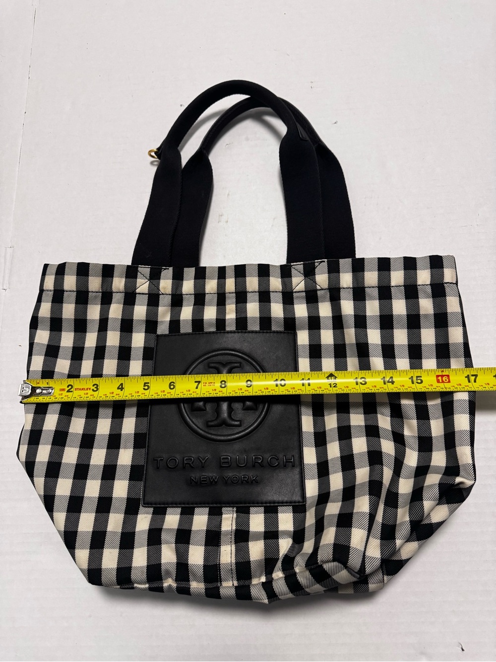 Tory Burch Piper Black & White Gingham Tote - Picture 8 of 16